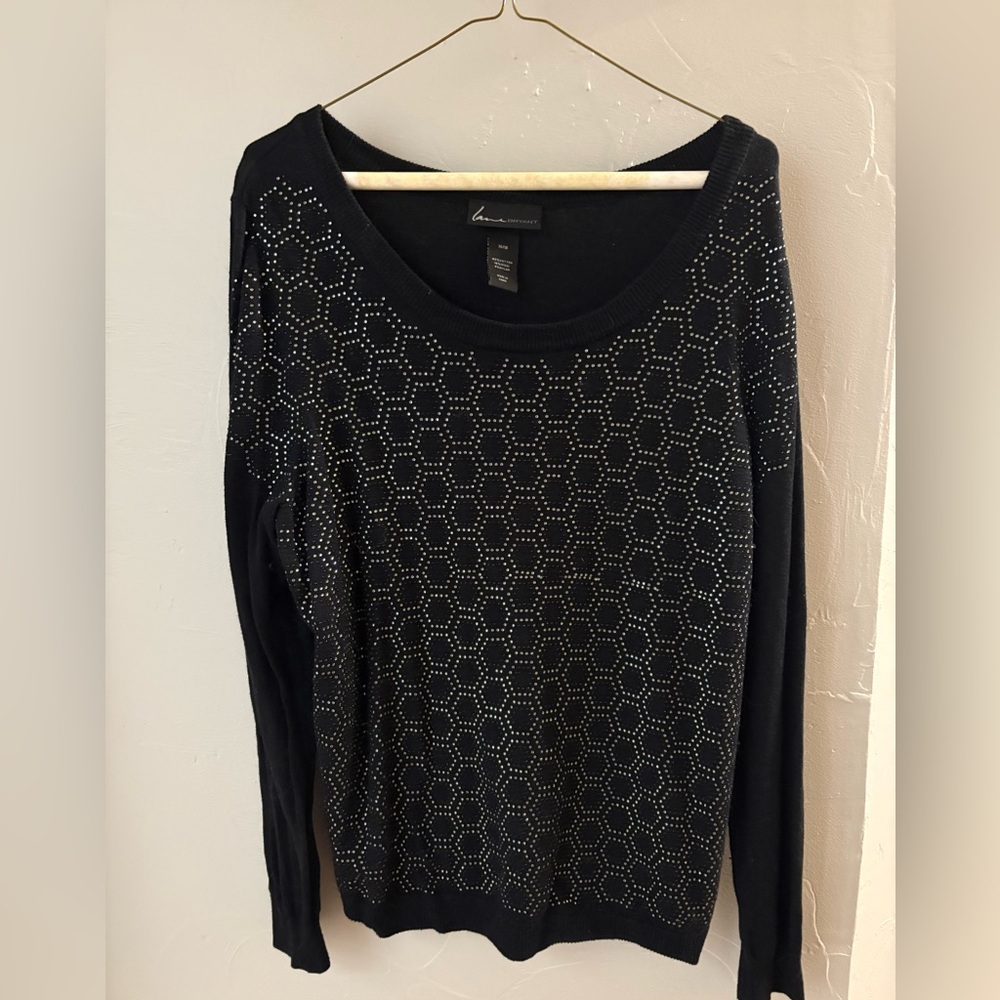 Lane Bryant Black Sweater with crystal studded design